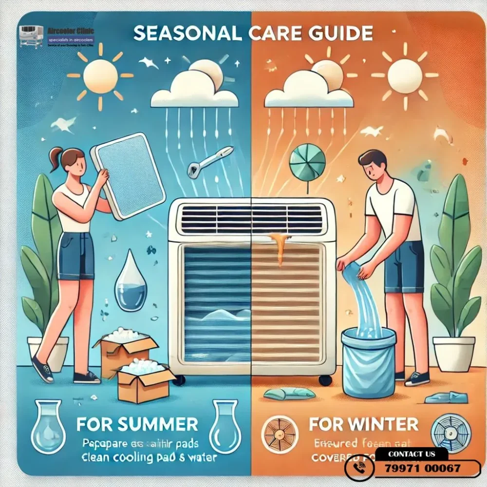 Seasonal maintenance tips for V-Guard air coolers – Get summer and winter care advice from Air Cooler Clinic. Call 7997100067 for service