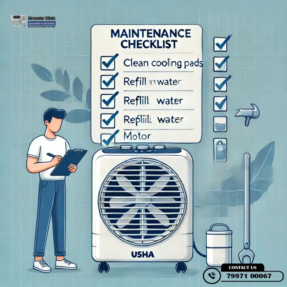 Complete maintenance checklist for long-lasting Usha air coolers – Expert tips by Air Cooler Clinic. Call 7997100067 for service.