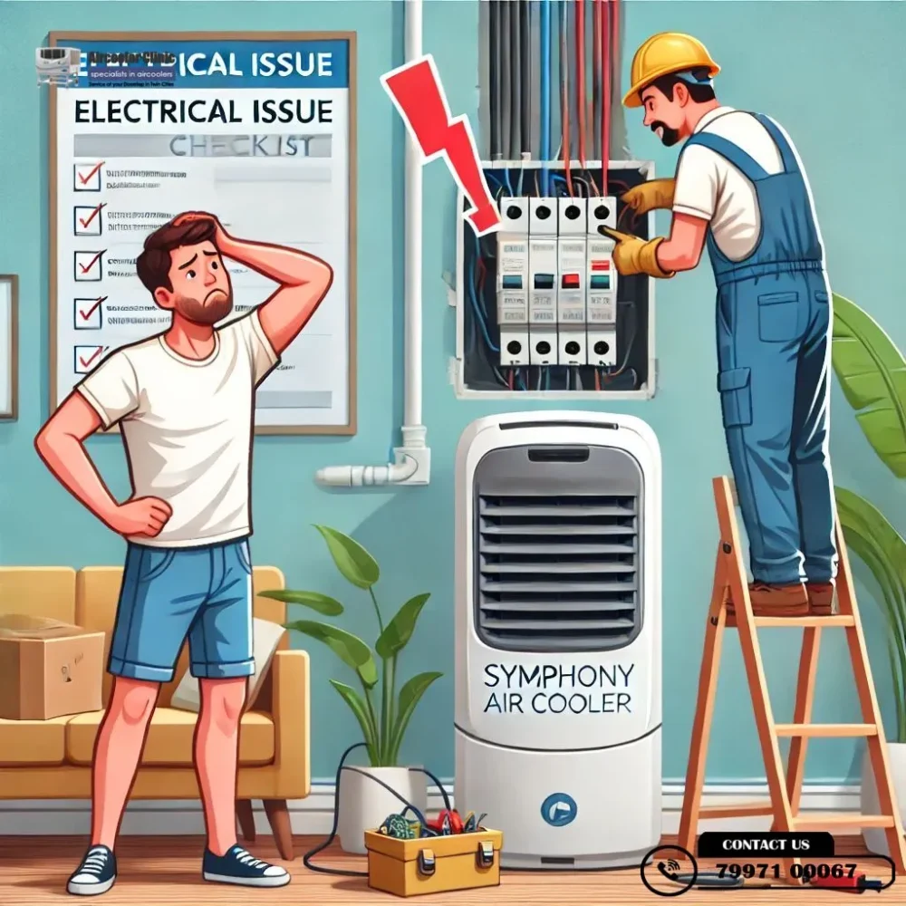 Fix power tripping issues in Symphony air coolers – Electrical troubleshooting by Air Cooler Clinic. Call 7997100067 for service
