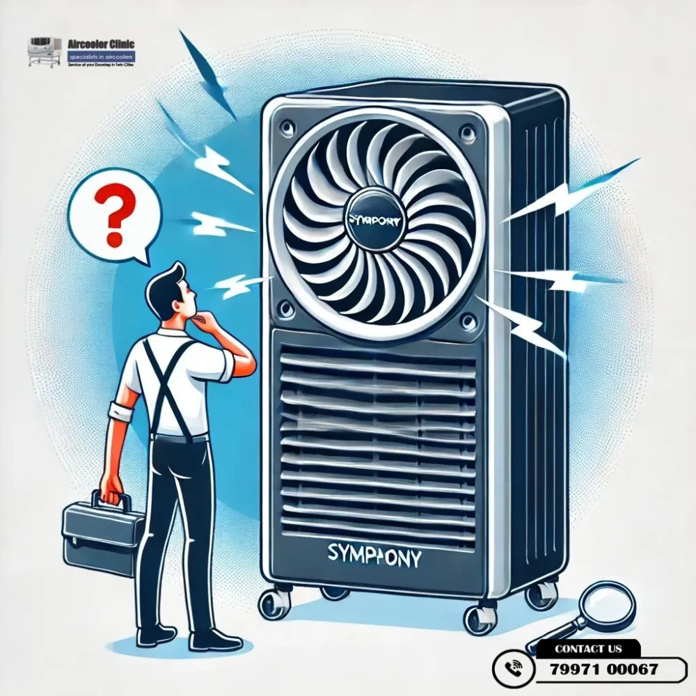 Troubleshooting Symphony air cooler whirring or rattling noise – Expert solutions by Air Cooler Clinic. Call 7997100067 for service