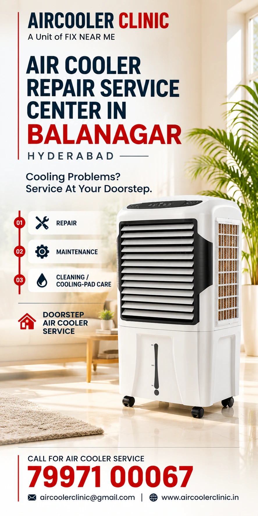 Repair and service assistance for air coolers in Balanagar, Hyderabad.