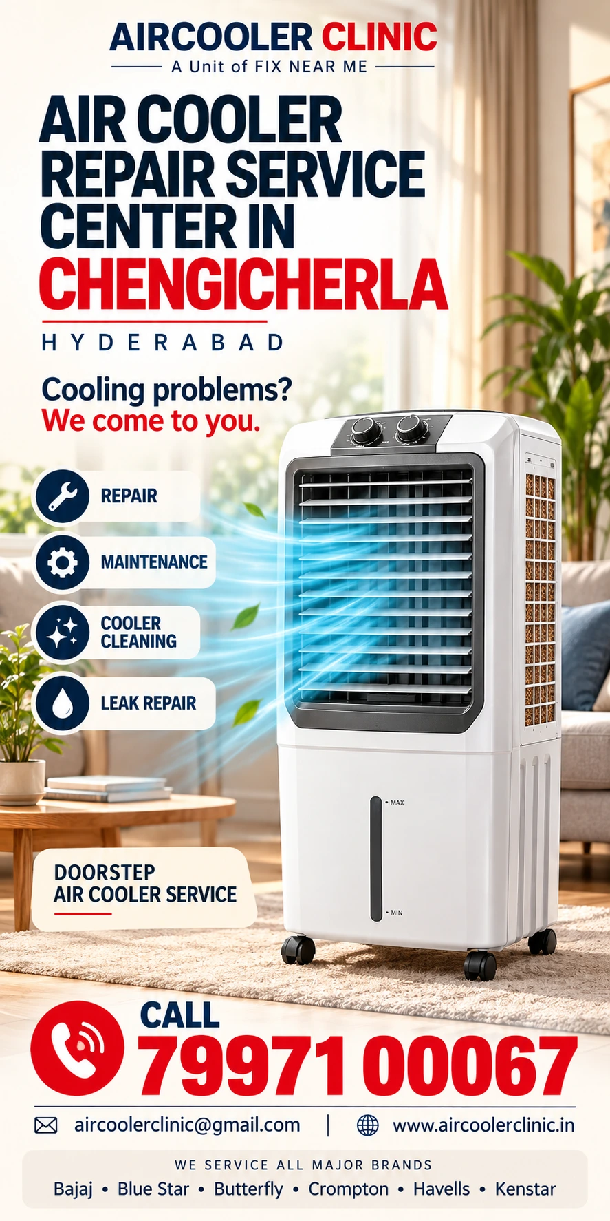 Local air cooler repair assistance for homes in Chengicherla, Hyderabad.