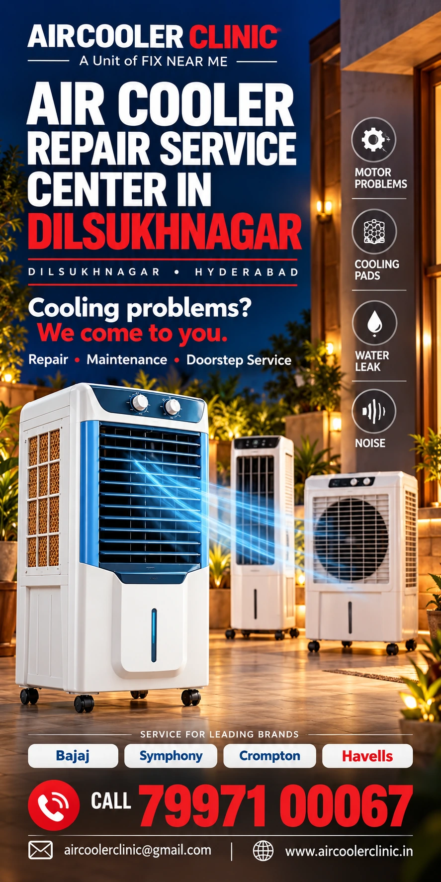 Local doorstep support for air cooler repair needs in Dilsukhnagar, Hyderabad.