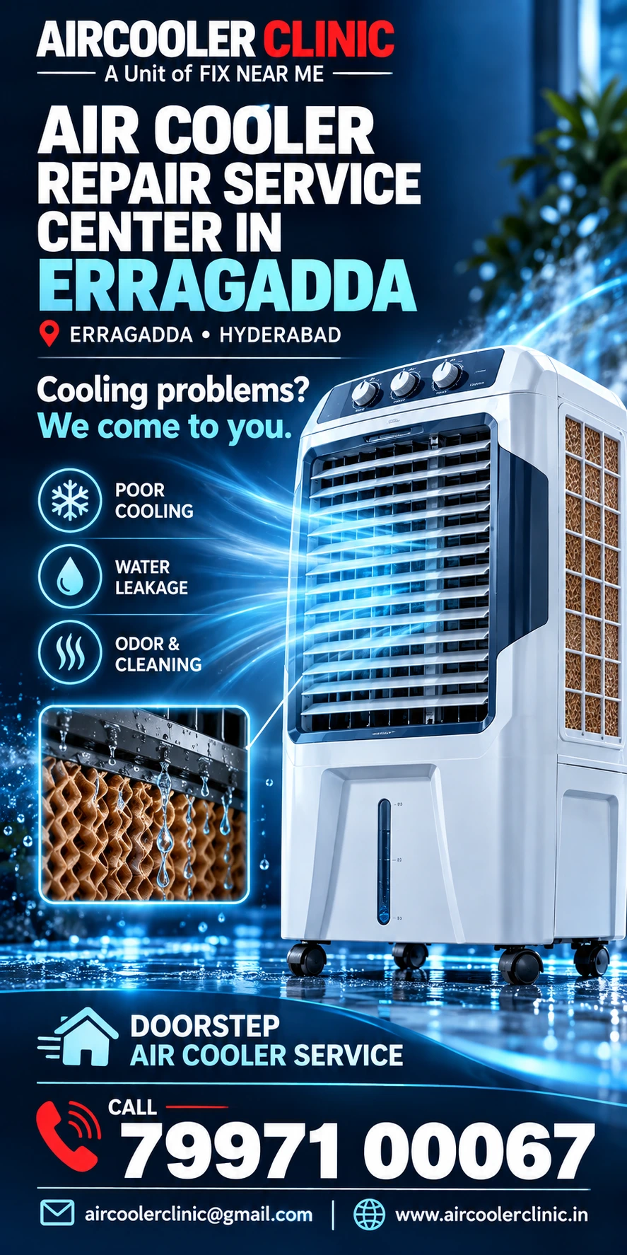 Professional doorstep air cooler service for the Erragadda, Hyderabad area.