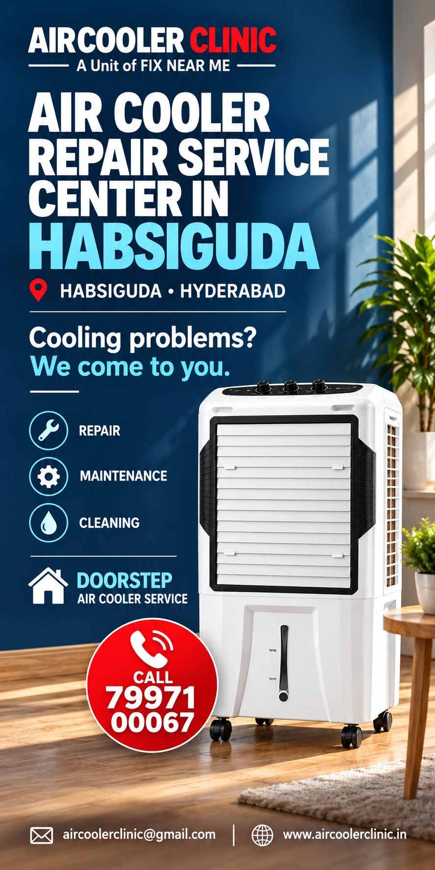 Air cooler service support for residential and local customers in Habsiguda, Hyderabad.