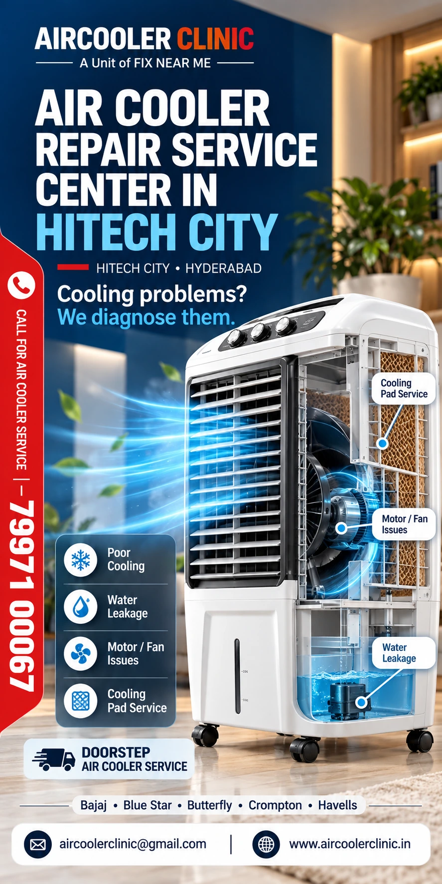 Air cooler repair and servicing support available in Hitech City, Hyderabad.