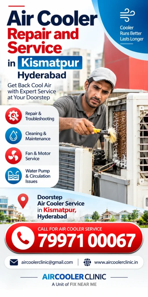 Doorstep air cooler repair support for customers in Kismatpur, Hyderabad.