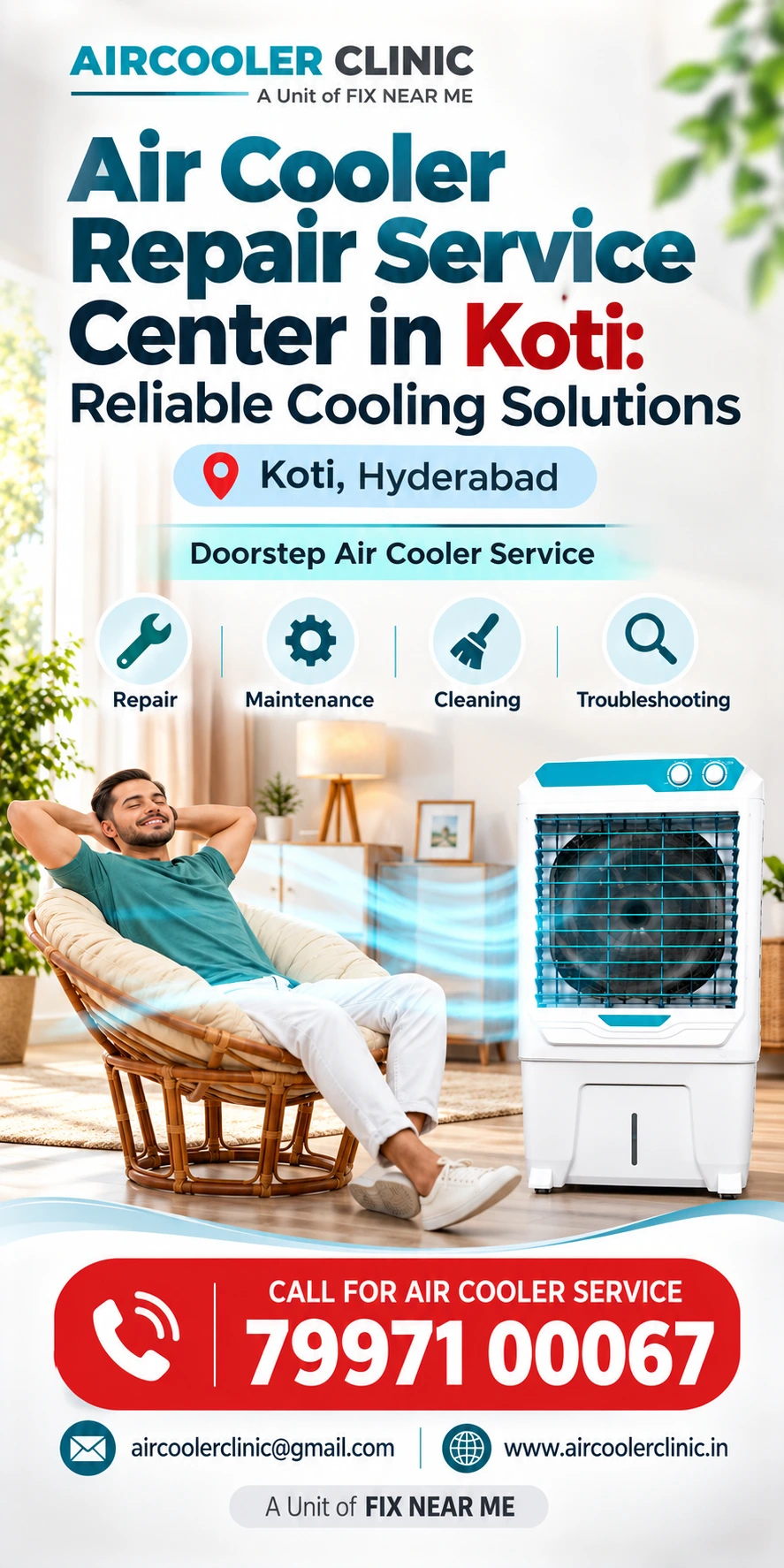 Professional doorstep air cooler service for the Koti, Hyderabad area.