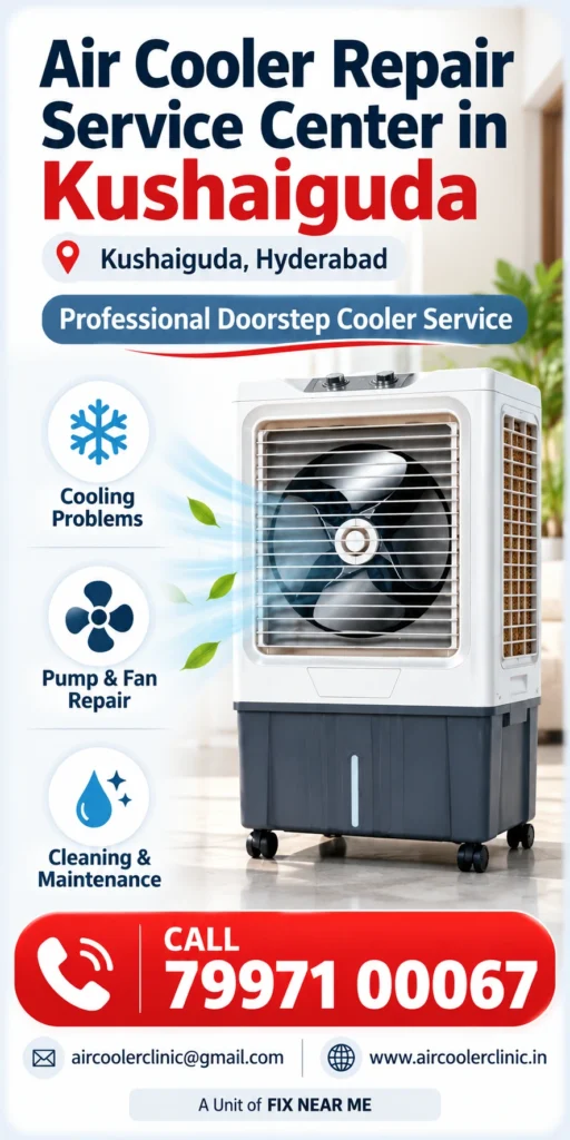 Air cooler servicing support for customers across Kushaiguda, Hyderabad.