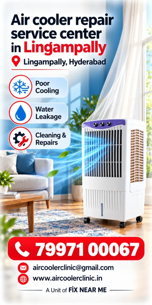 Repair and service assistance for air coolers in Lingampally, Hyderabad.