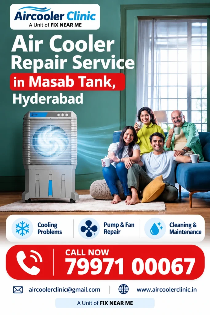 Local air cooler repair assistance for homes in Masab Tank, Hyderabad.
