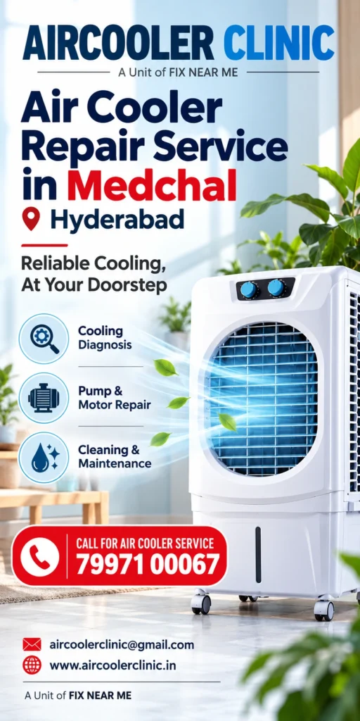 Air cooler servicing support for customers across Medchal, Hyderabad.
