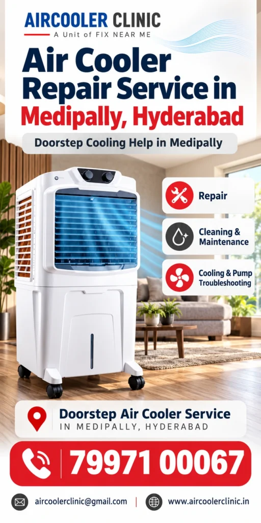 Convenient doorstep air cooler repair assistance in Medipally, Hyderabad.