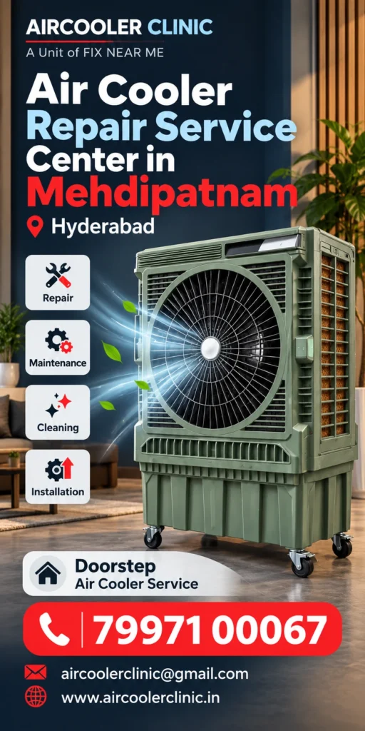 Air cooler service support for residential and local customers in Mehdipatnam, Hyderabad.