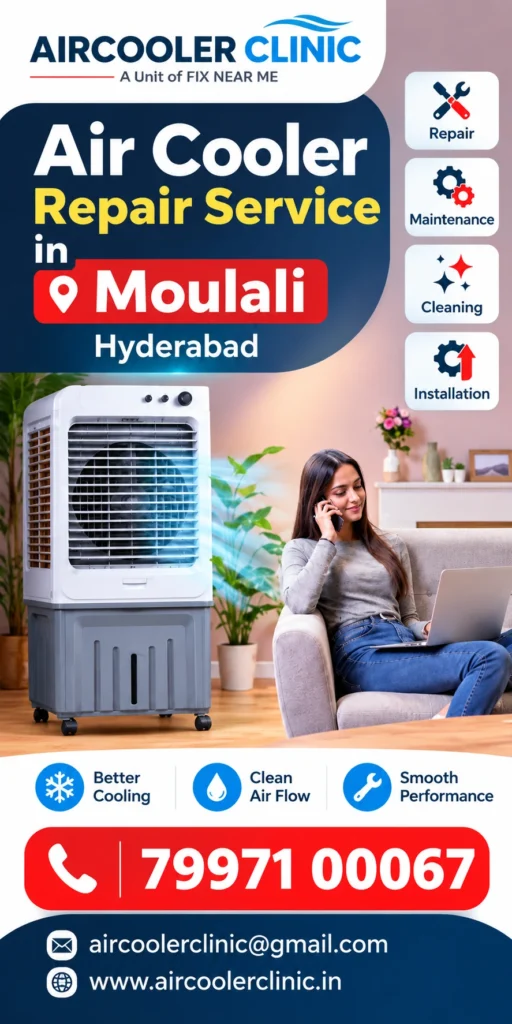 Air cooler repair and servicing support available in Moulali, Hyderabad.