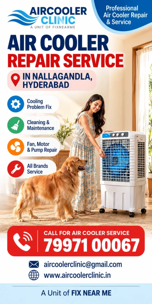 Repair and service assistance for air coolers in Nallagandla, Hyderabad.