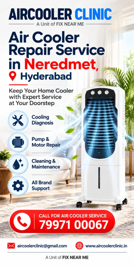 Local air cooler service assistance for homes and businesses in Neredmet, Hyderabad.