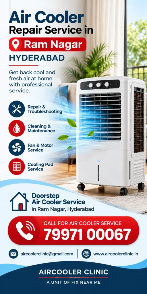 Air cooler service support for residential and local customers in Ram Nagar, Hyderabad.