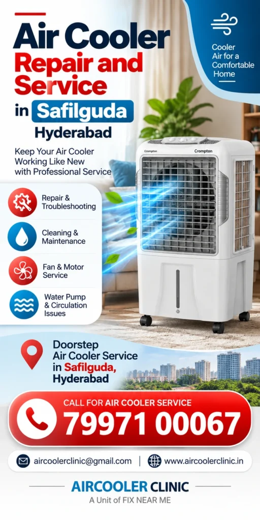 Convenient doorstep air cooler repair assistance in Safilguda, Hyderabad.