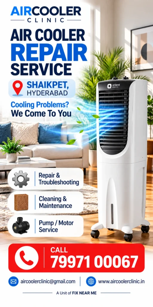 Air cooler servicing support for customers across Shaikpet, Hyderabad.