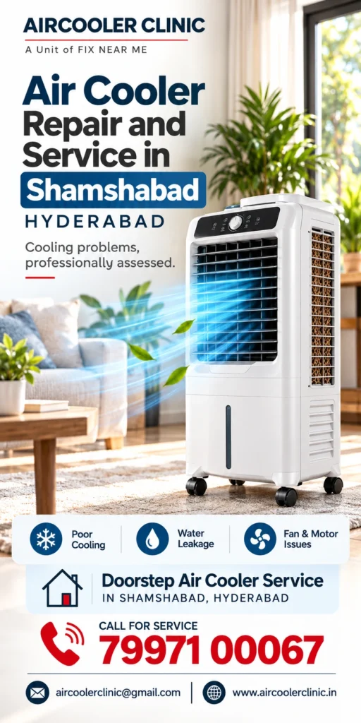 Air cooler service support for residential and local customers in Shamshabad, Hyderabad.