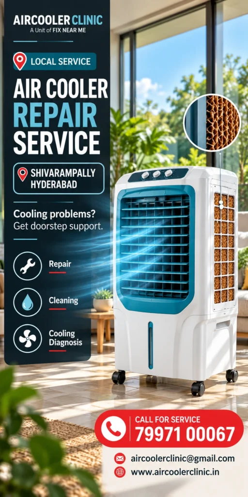 Local doorstep support for air cooler repair needs in Shivarampally, Hyderabad.