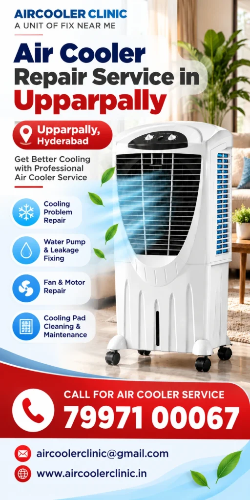 Air cooler service support for residential and local customers in Upparpally, Hyderabad.